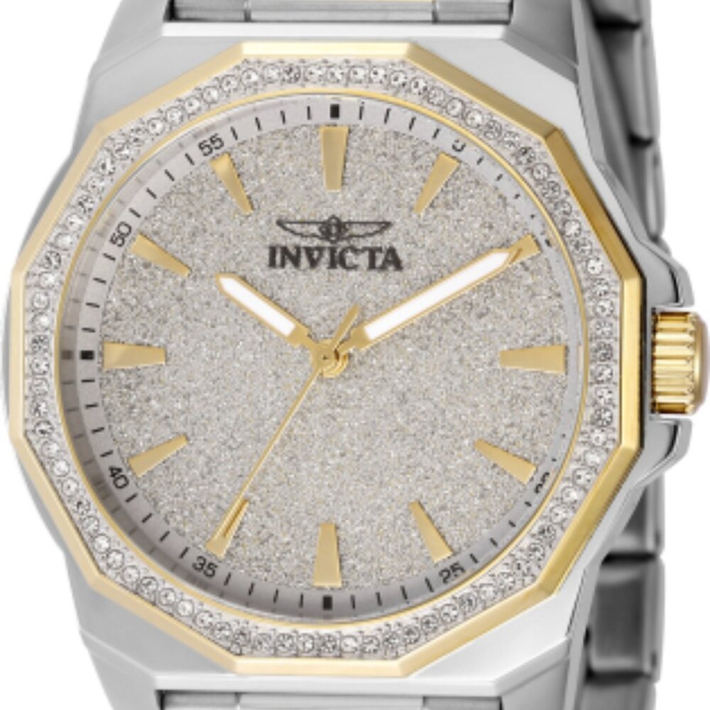 NEW Invicta Men's 42mm Speedway Glitter Brass Dial Two Tone Bracelet SS Watch